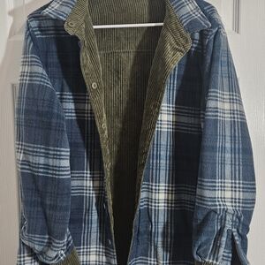 Reversible Womans Medium/ Mens Small Corduroy Plaid Flannel Jacket.